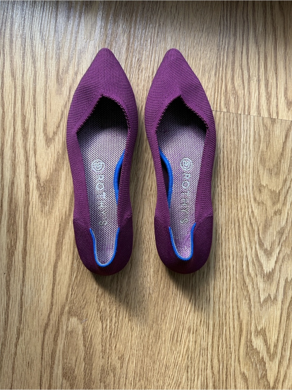 Rothy's Plum Knit Pointed-Toe Flats